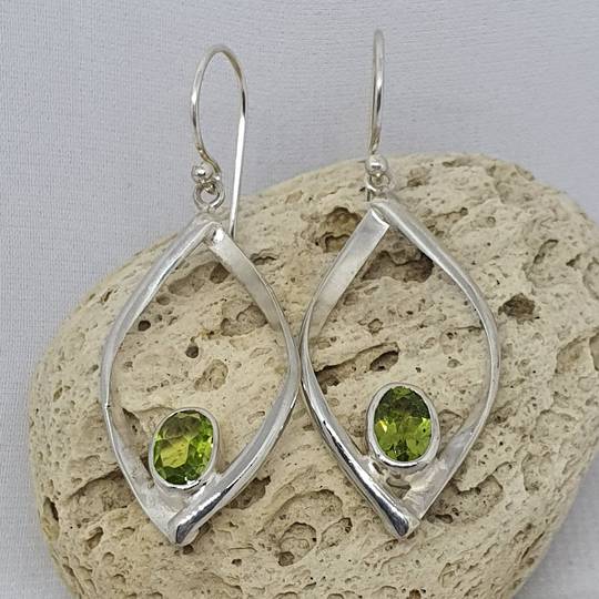 Silver peridot earrings