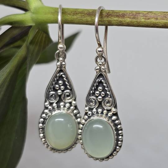 Sterling silver chalcedony earrings