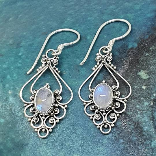 Romantic, delicate moonstone earrings