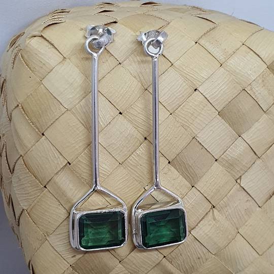 Elegant silver green quartz earrings