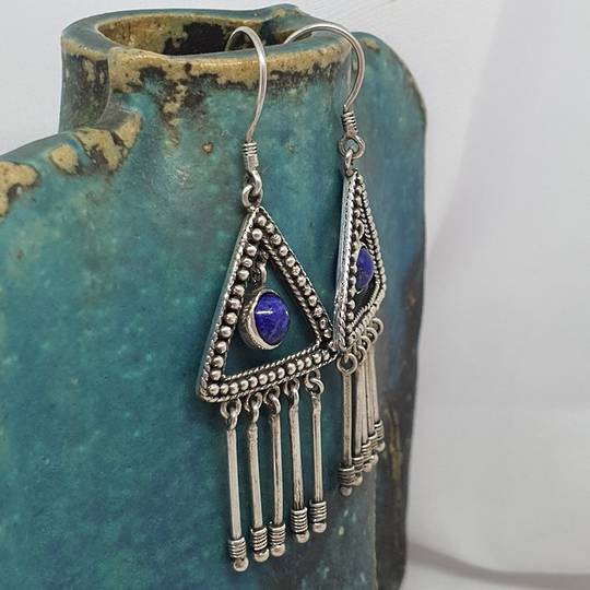 Sterling silver lapis lazuli hook earrings