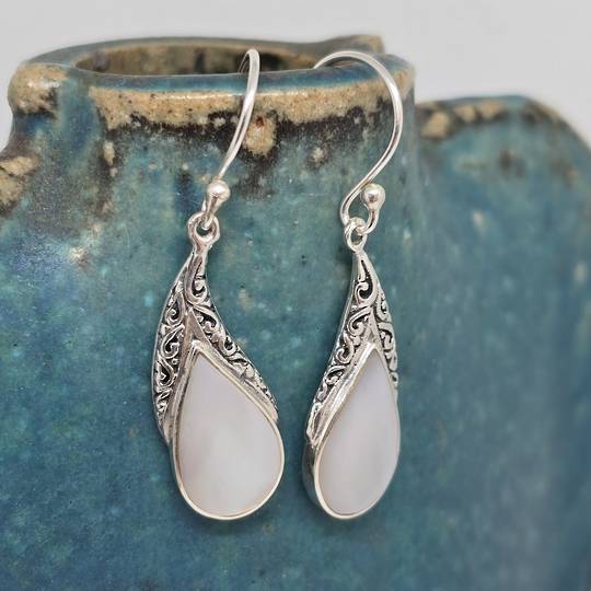 Silver mother of pearl earrings