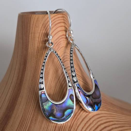 Silver paua shell earrings