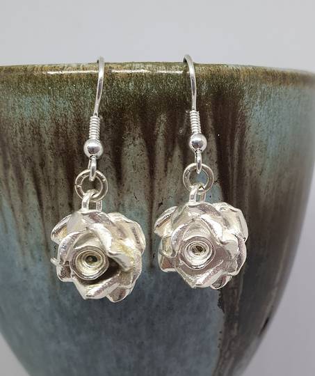 Silver rose earrings, romantic and alluring - last pair