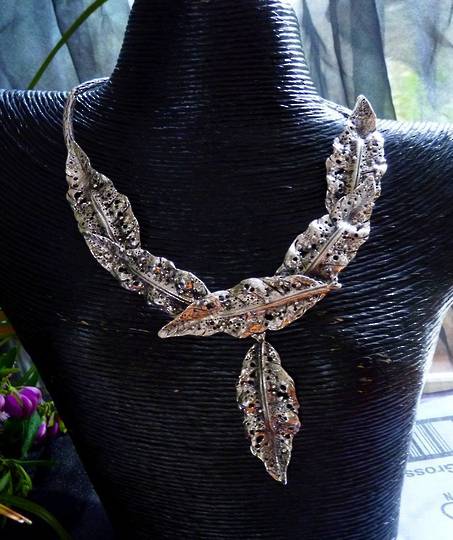Sterling silver rustic leaf necklace - one off, outstanding design