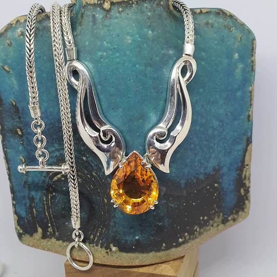 Made in NZ - Silver citrine necklace