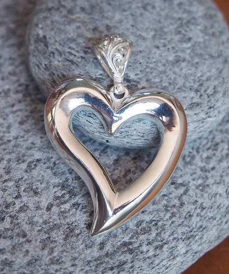 Sterling silver heart pendant - made in New Zealand