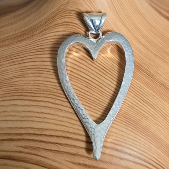 Large sterling silver heart pendant - made in New Zealand