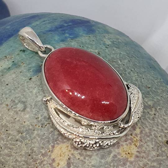 Sterling silver red jasper pendant