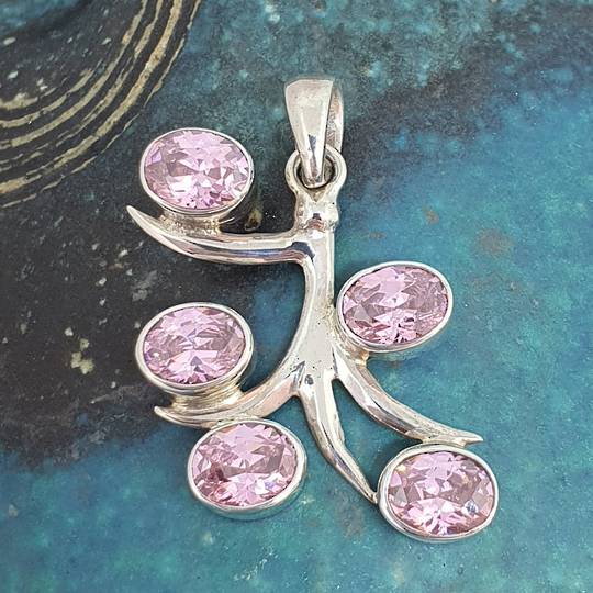 Sterling silver pink gemstone pendant