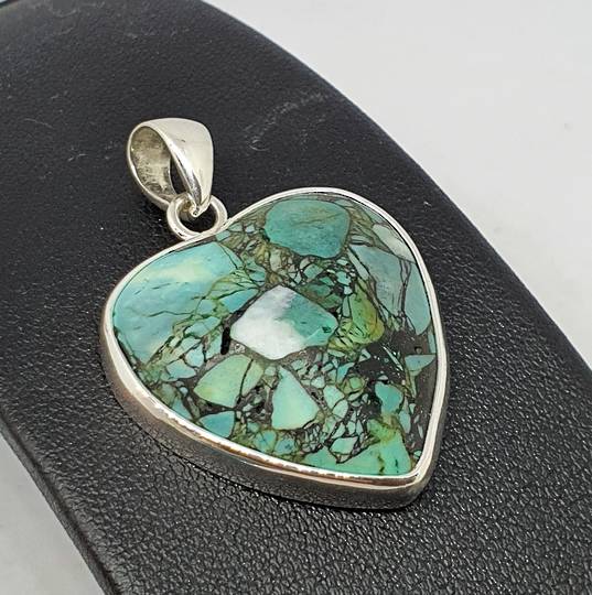 Turquoise silver heart pendant