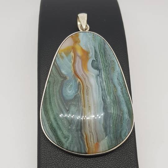 Large sterling silver jasper gemstone pendant