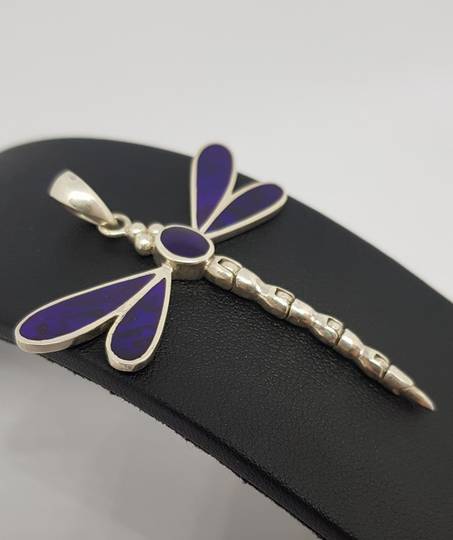 Purple dragonfly pendant necklace