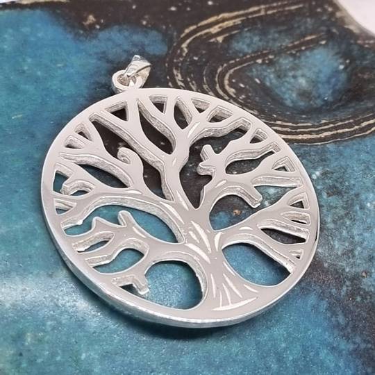 Large sterling silver tree of life pendant