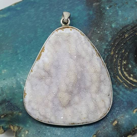 Large crystal pendant set in sterling silver