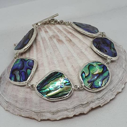 Sterling silver paua shell bracelet