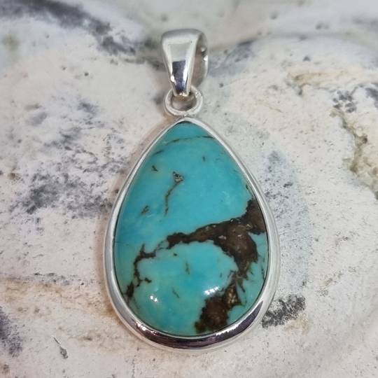 Large teardrop turquoise pendant - last one