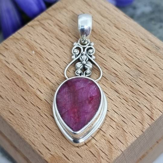 Sterling silver ruby pendant