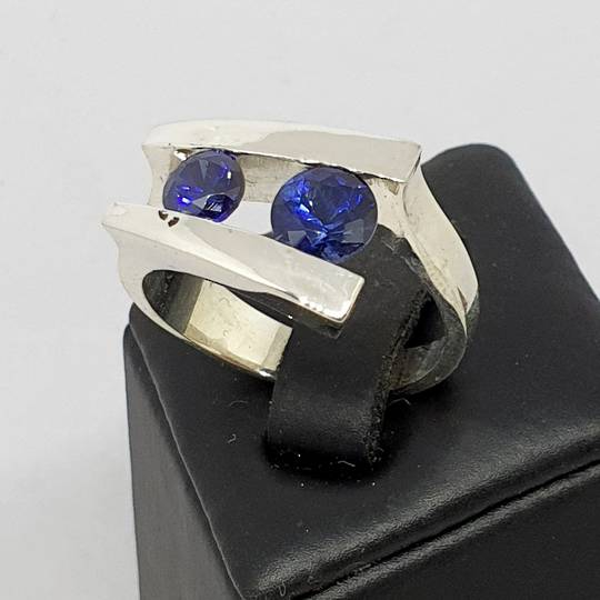 Sterling silver blue gemstone ring, made in NZ