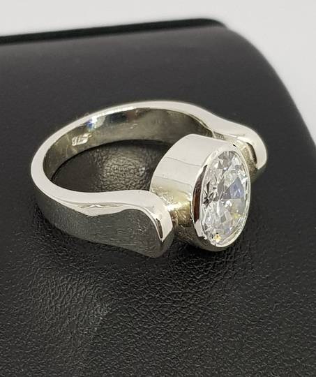 Sterling silver ring with large cubic zirconia