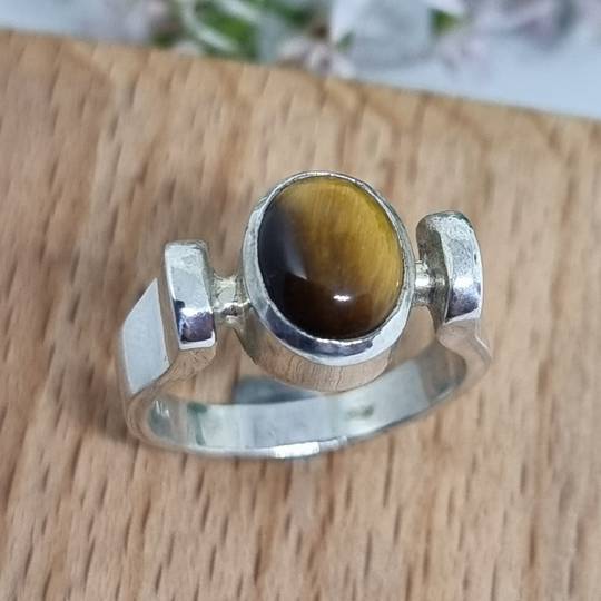 Sterling silver tigers eye ring - made in NZ