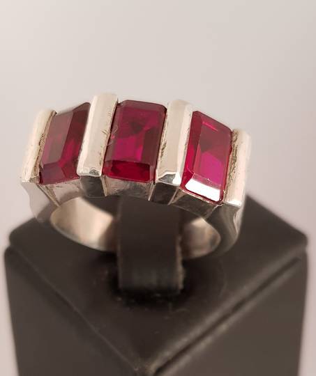 Made in NZ silver synthetic ruby ring