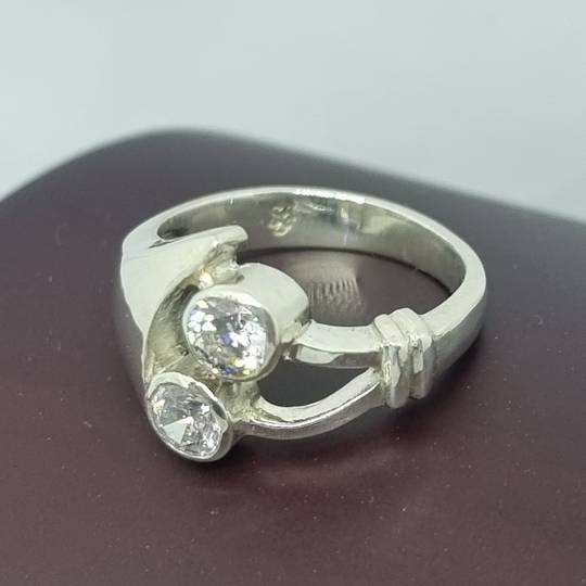 Sterling silver CZ gemstone ring, made in NZ