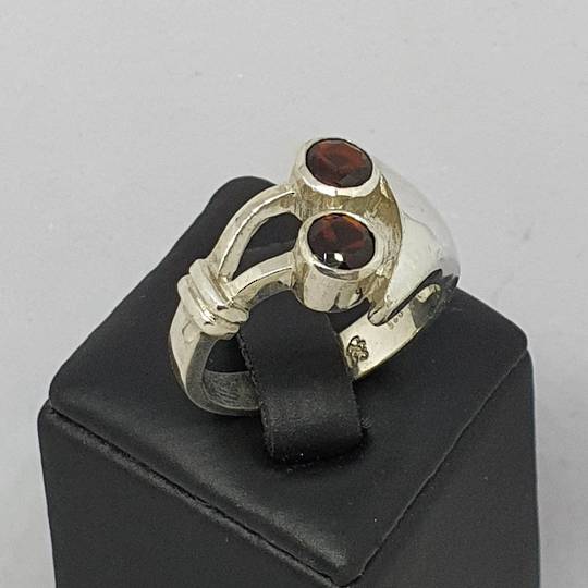Sterling silver red gemstone ring, made in NZ