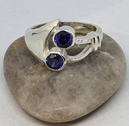 Sterling silver blue gemstone ring, made in NZ