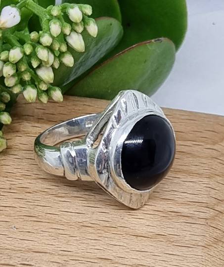 Large Silver Onyx Ring | Made in NZ