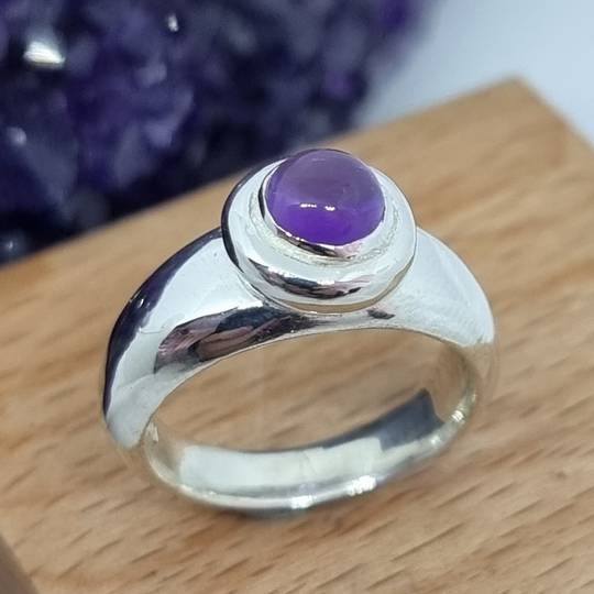 Sterling silver natural amethyst ring - made in NZ
