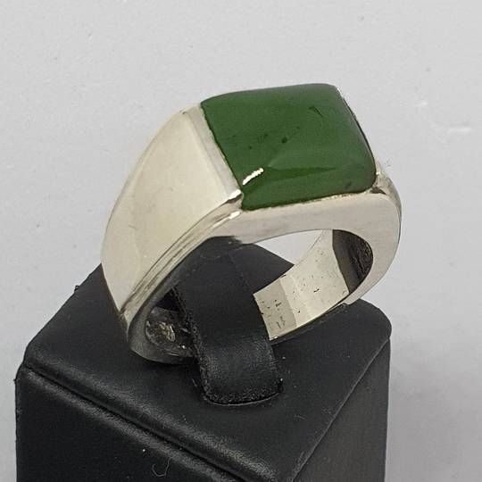 Mans signet ring, NZ Greenstone and sterling silver