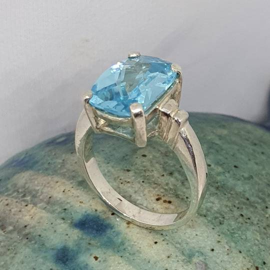 Silver blue topaz ring - NZ made