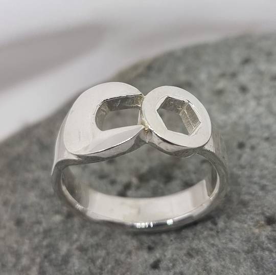 Men's sterling silver spanner ring , NZ made