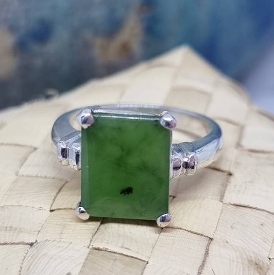 Greenstone silver ring