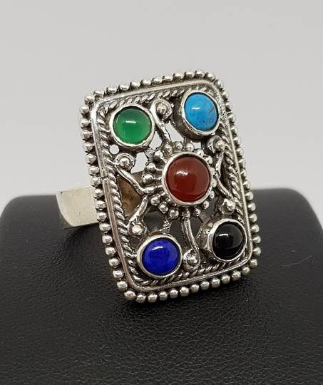 Gemstone ring with turquoise, carnelian, lapis and more
