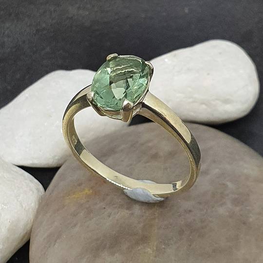 Sterling silver green fluorite ring