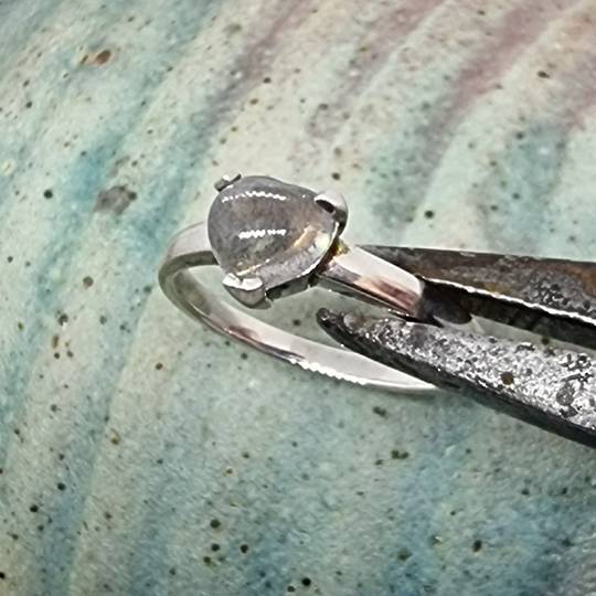 Small heart labradorite sterling silver ring