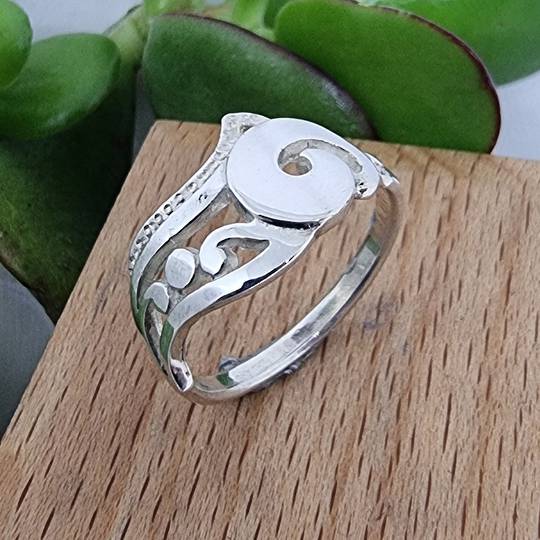 Sterling silver koru ring, made in NZ