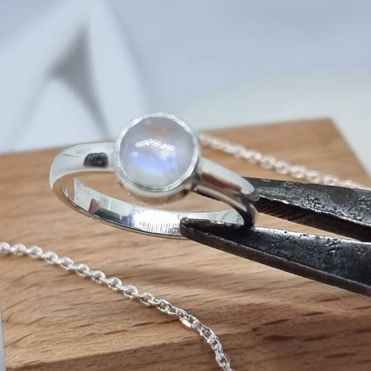 Made in NZ simple silver moonstone ring