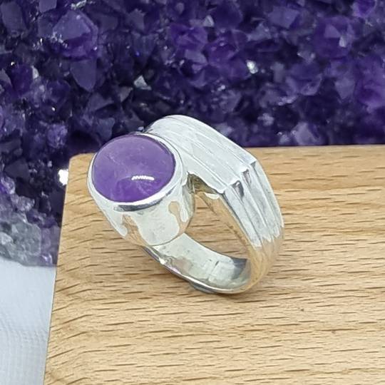 Sterling silver natural amethyst ring, made in NZ