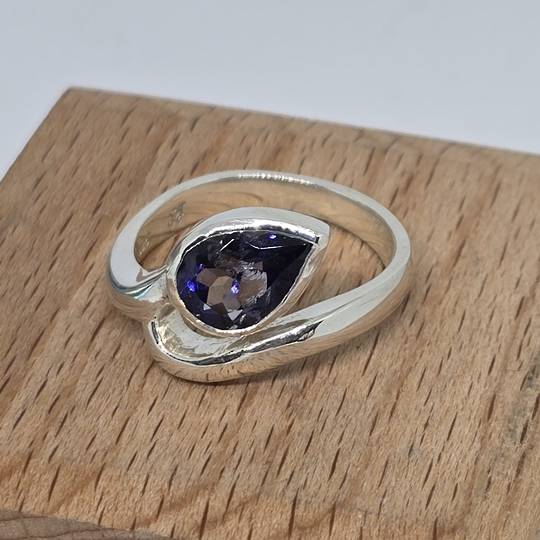 Sterling Silver Ring with Natural Iolite Gemstone