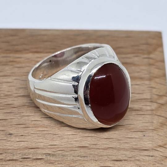 Chunky sterling silver carnelian ring