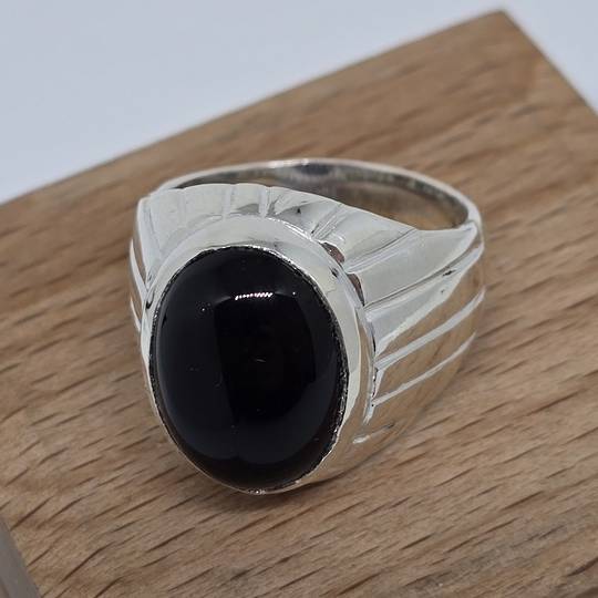 Chunky sterling silver onyx ring