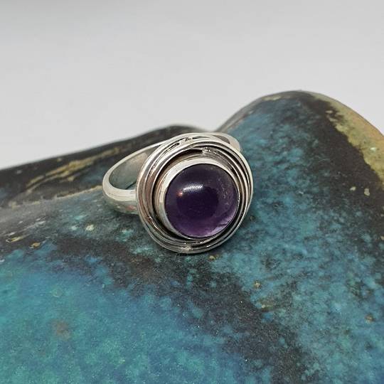 Sterling silver natural amethyst ring