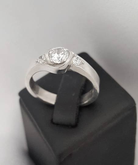 Dainty cz sterling silver ring - Size R