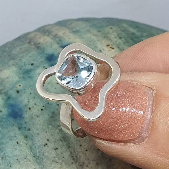 Sterling silver blue topaz ring - last one