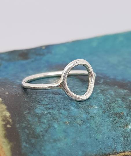 Sterling silver stacking ring with open circle