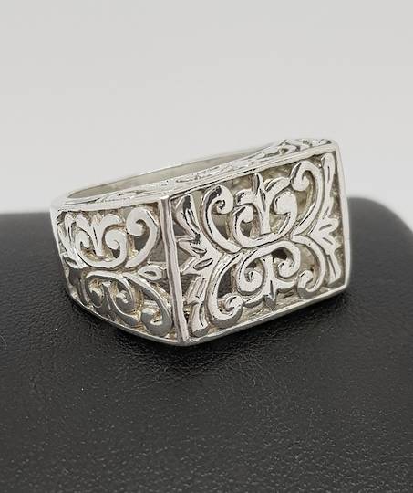 Sterling silver silver filigree lace ring