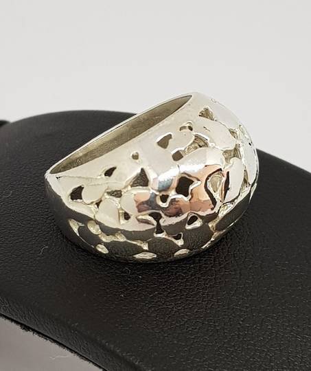 Sterling silver dome ring with cutout designs